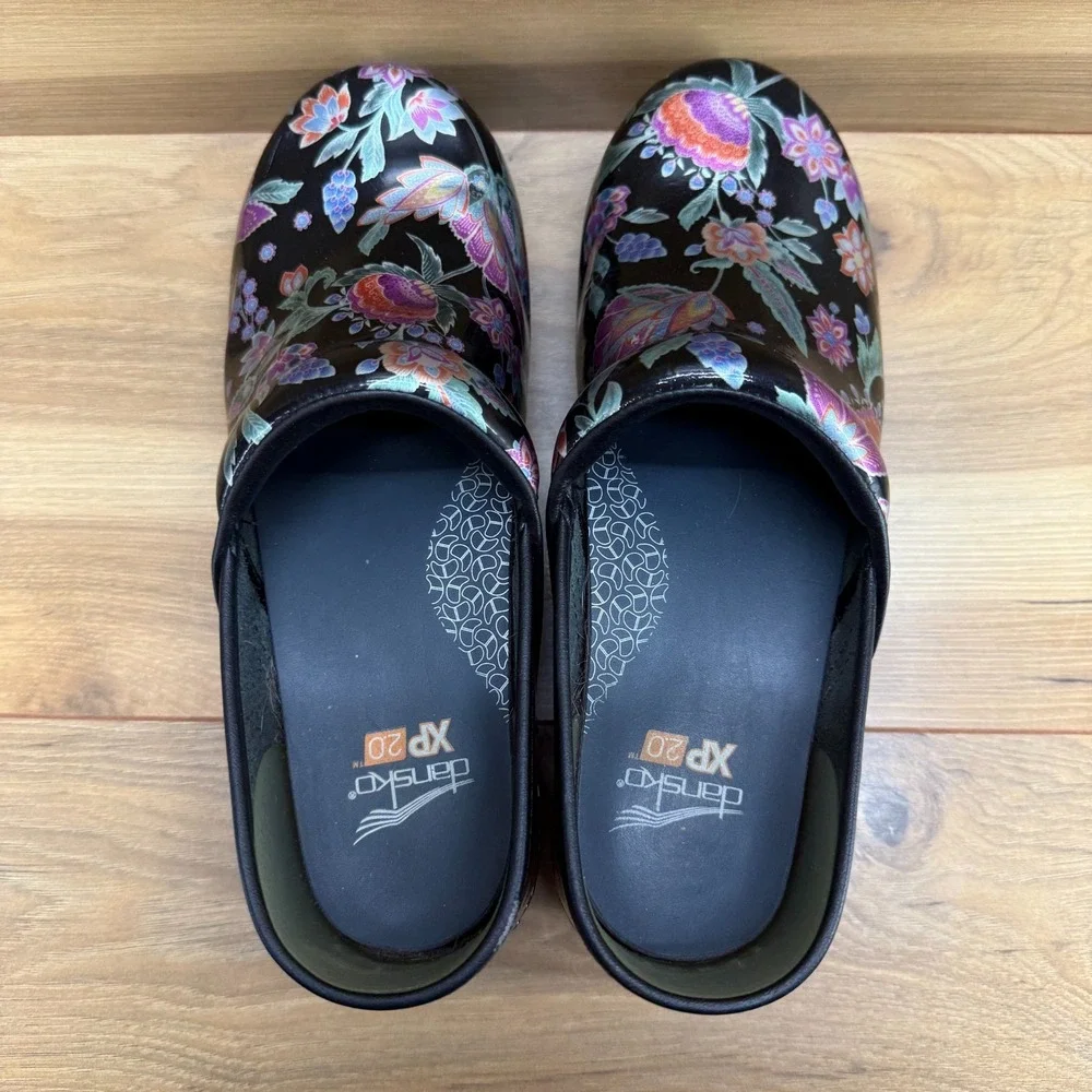 Women’s Floral Black Clog Mules - Picture 8 of 12